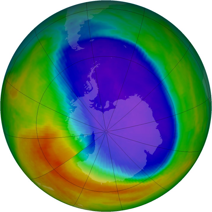 Antarctic ozone map for 06 October 2003